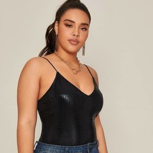 Black Croc Print Bodysuit